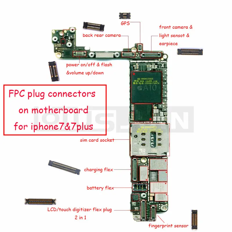 

10pcs Logic Board LCD trouch screen camera 3D backlight GPS antenna For iPhone 7 7p plus FPC Connector Part FPC Repair Parts