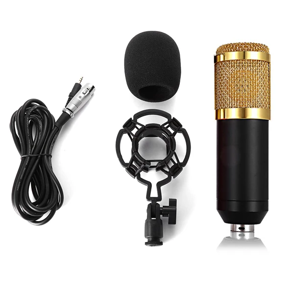 Ituf BM 800 Computer Microphone 3.5mm Wired Condenser Sound Microphone With Shock Mount For Recording Braodcasting BM-800-01