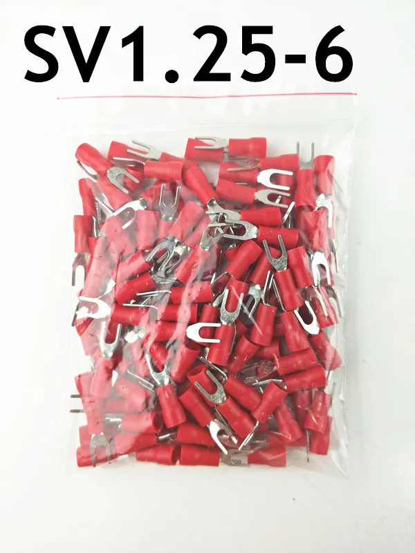 100PCS/Pack SV1.25-6 Insulated Fork Cable Wire Terminal Connector Electrical Crimp Terminal
100PCS/Pack SV1.25-6 Insulated Fork Cable Wire Terminal Connector Electrical Crimp Terminal