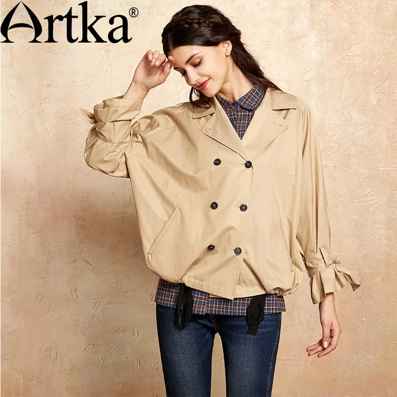 ARTKA 2018 Women's Autumn Trench Double Breasted Ruffle Coat Short Trench For Women Vintage Trench Casual Women Outwear WA10076Q
ARTKA 2018 Women's Autumn Trench Double Breasted Ruffle Coat Short Trench For Women Vintage Trench Casual Women Outwear WA10076Q