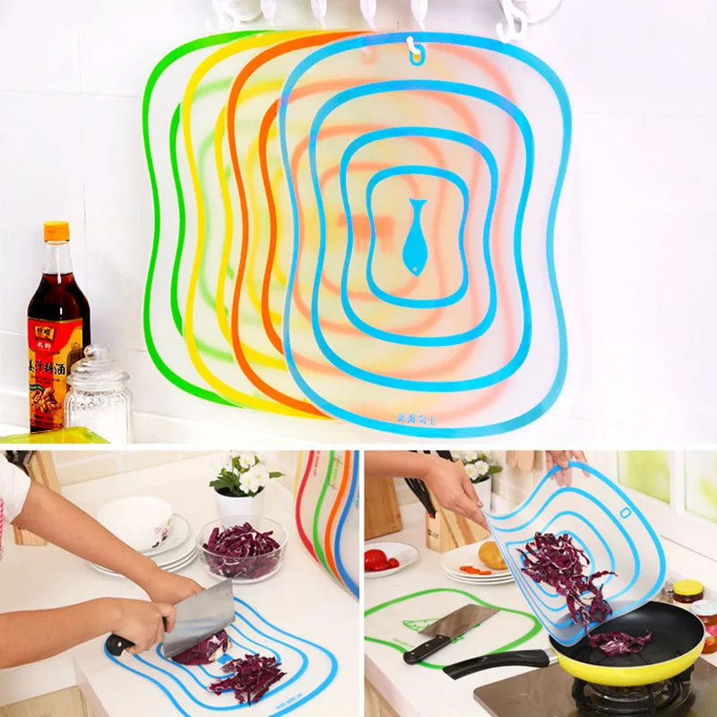 

3 sizes Chopping Block Portable Plastic Non-slip Frosted Antibacteria Cutting Board Vegetable Meat Essential