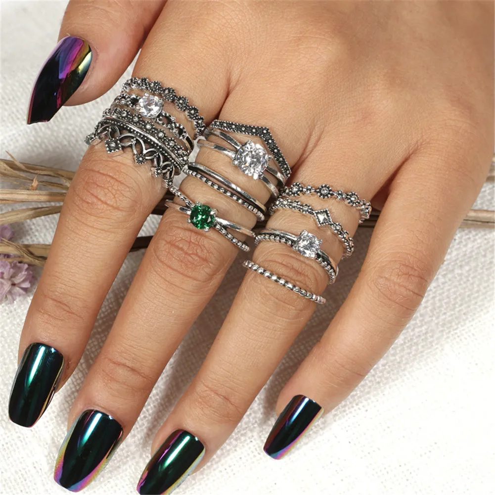 12Pcs Vintage Woman Jewelry Gift Antique Silver Color Retro Patterm Alloy Ring Set
12Pcs Vintage Woman Jewelry Gift Antique Silver Color Retro Patterm Alloy Ring Set