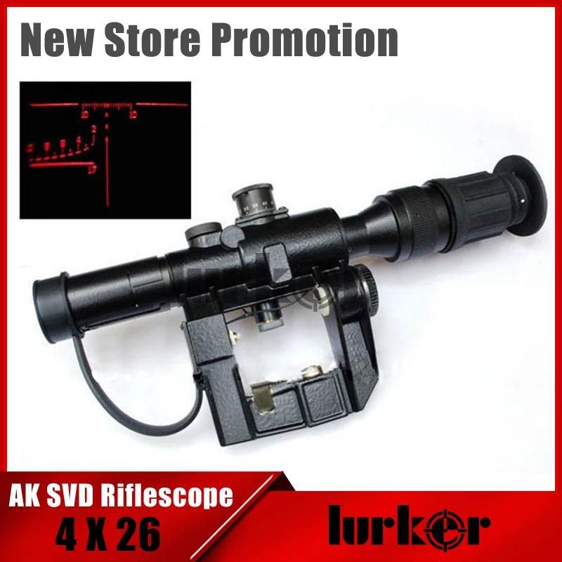 Newest Arrivals 4x26 Red Illuminated AK Rifle Lens Scope for NATOARMS SVD Dragunov Tactical Airsoft Hunting Shooting
Newest Arrivals 4x26 Red Illuminated AK Rifle Lens Scope for NATOARMS SVD Dragunov Tactical Airsoft Hunting Shooting
