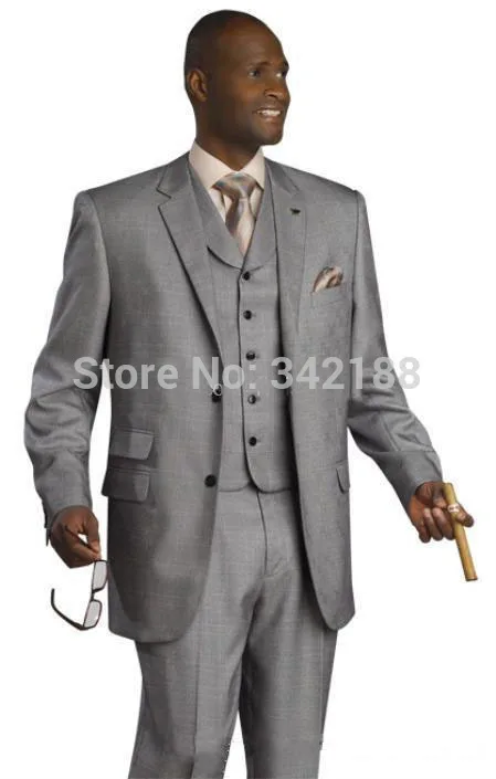 

Best FREE shipping/Light gray Two buttons Notch Lapel Groom Tuxedos Groomsmen Men Wedding Suits/Bridegroom suits/best suitsweddi
