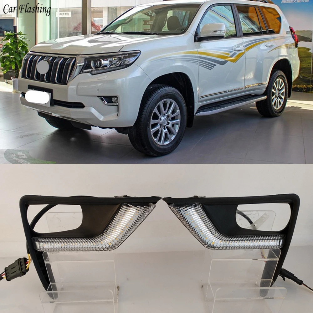 Car flashing 2PCS LED For Toyota Land Cruiser Prado 2018 DRL Daytime Running Light Daylights Fog lamp With Turn Signal Lamp
Car flashing 2PCS LED For Toyota Land Cruiser Prado 2018 DRL Daytime Running Light Daylights Fog lamp With Turn Signal Lamp