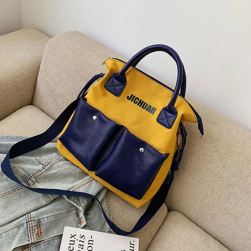 2019 New Korean Stitching Canvas Bag Casual Ladies Handbag Classic Shoulder Bags Women's Large-capacity Shopping Tote
2019 New Korean Stitching Canvas Bag Casual Ladies Handbag Classic Shoulder Bags Women's Large-capacity Shopping Tote