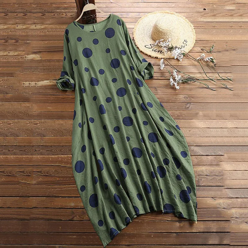 Women Dress Ladies Beach Summer Vacation Polka Dots Casual Holiday Round Neck Half Sleeves
Women Dress Ladies Beach Summer Vacation Polka Dots Casual Holiday Round Neck Half Sleeves