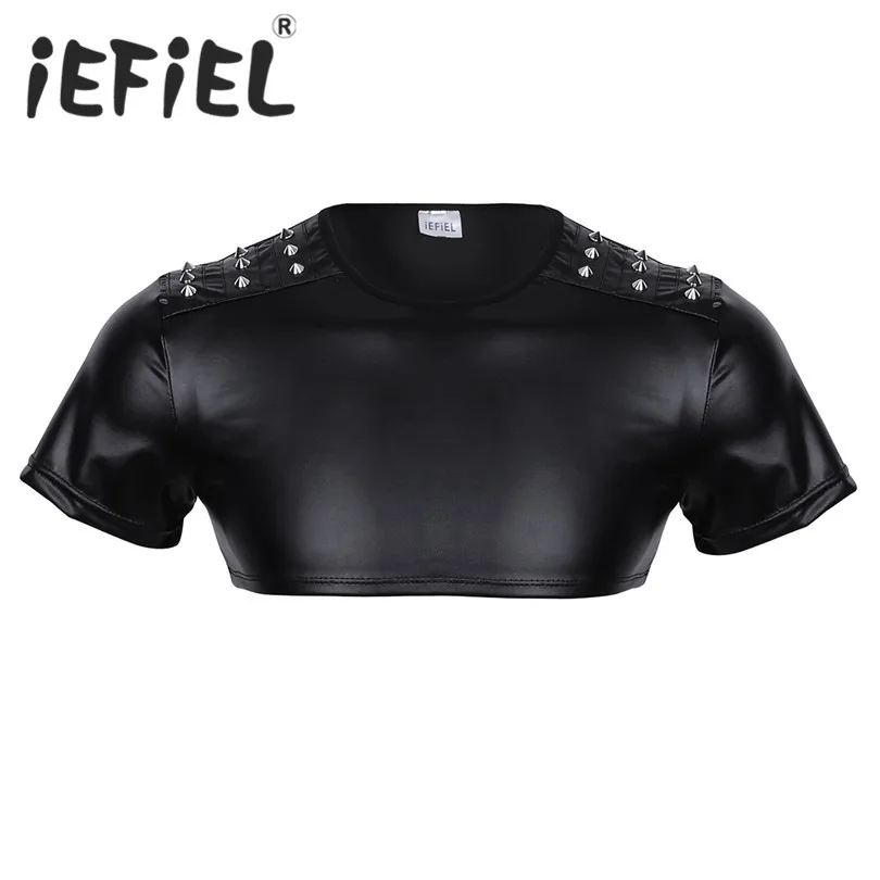 iEFiEL Fashion Male Men Soft Faux Leather Short Sleeve Studded Muscle Half Tank Top Clubwear Stage Performance Costume Crop Vest
iEFiEL Fashion Male Men Soft Faux Leather Short Sleeve Studded Muscle Half Tank Top Clubwear Stage Performance Costume Crop Vest