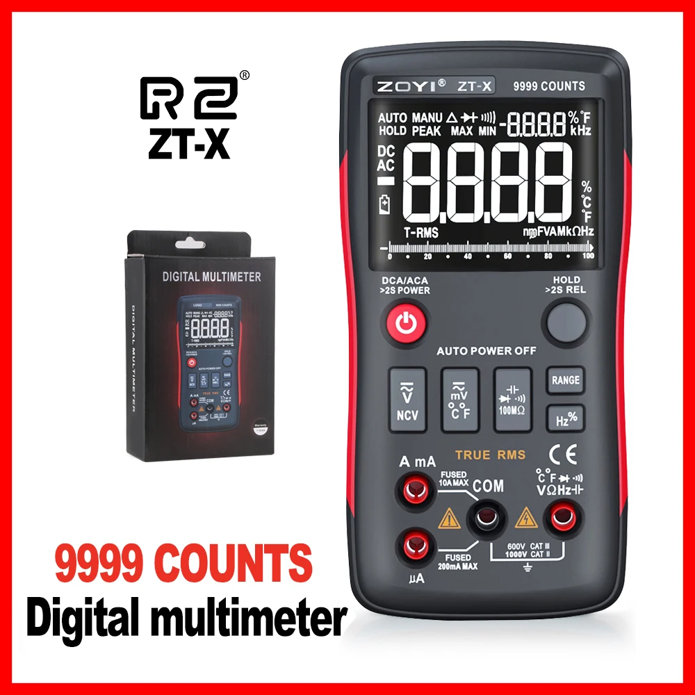 True-RMS Graph Auto Range Mastech Transistor Battery Tester Digital Multimeter 9999 Counts With Analog Bar ZT-X
True-RMS Graph Auto Range Mastech Transistor Battery Tester Digital Multimeter 9999 Counts With Analog Bar ZT-X