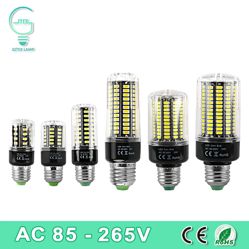 

LED Corn lamp Bulb Light 3.5W 5W 7W 8W 12W 15W E27 E14 LED Bulb Lamp 5736SMD AC85V-265V No Flicker for Chandelier Light