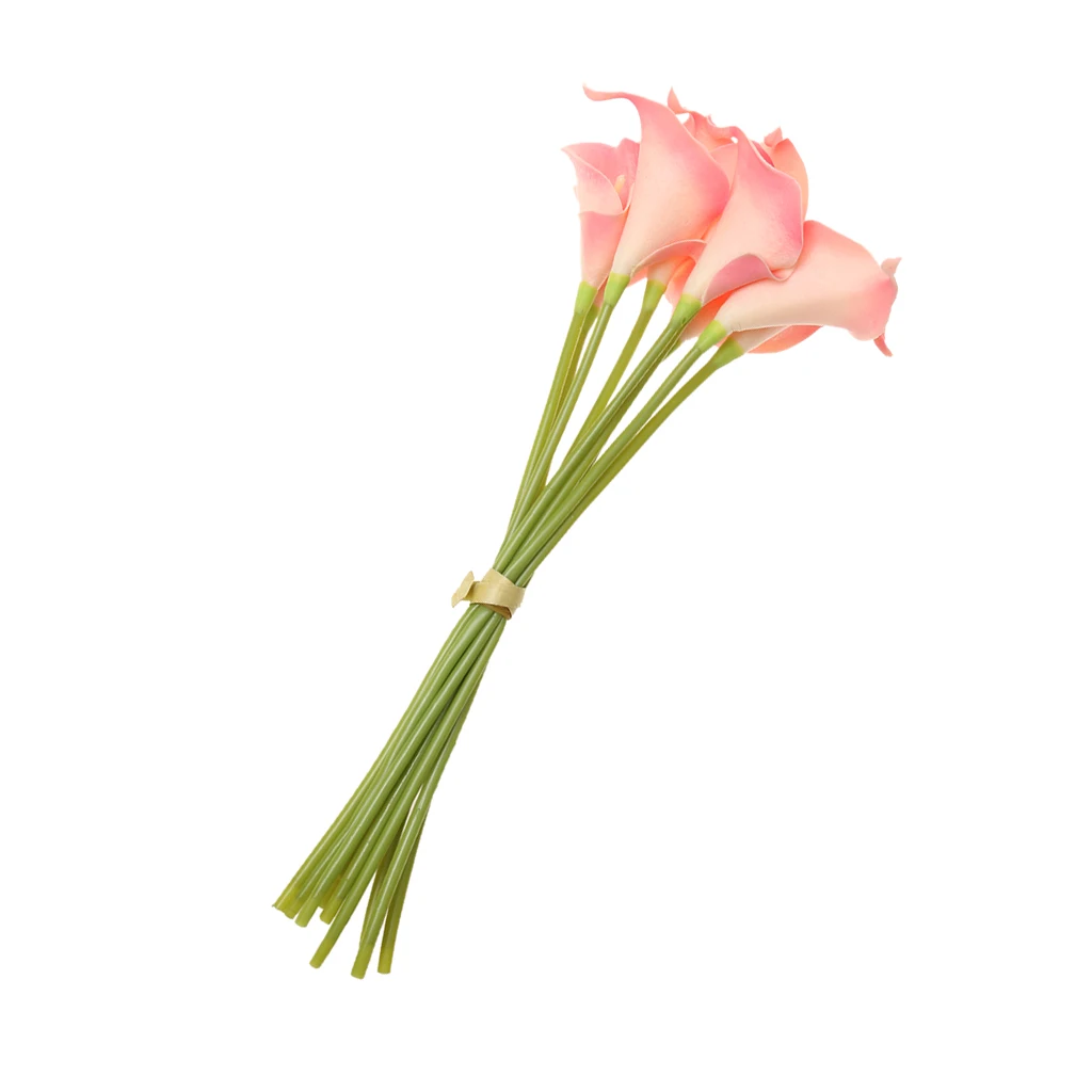 9xPU Artificial Flower Calla Lily Bouquet Wedding Floral Decor Pink