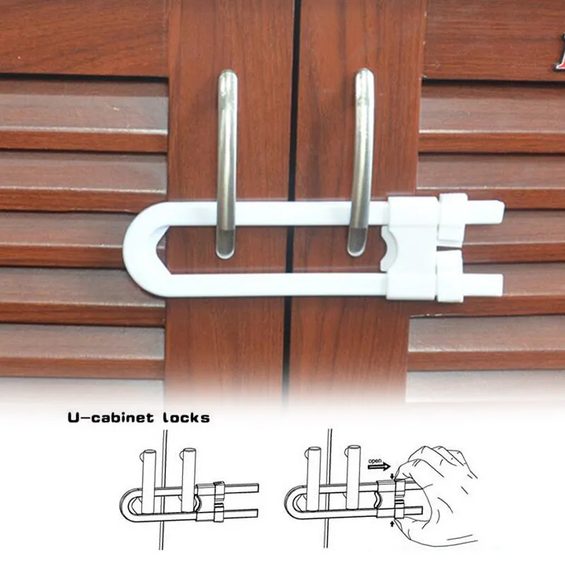 U Shape Cabinet Locks Children Protection Cupboard Security Door Lock Safe Doorways Gates Saftey Baby Safety Kids Child Saf |