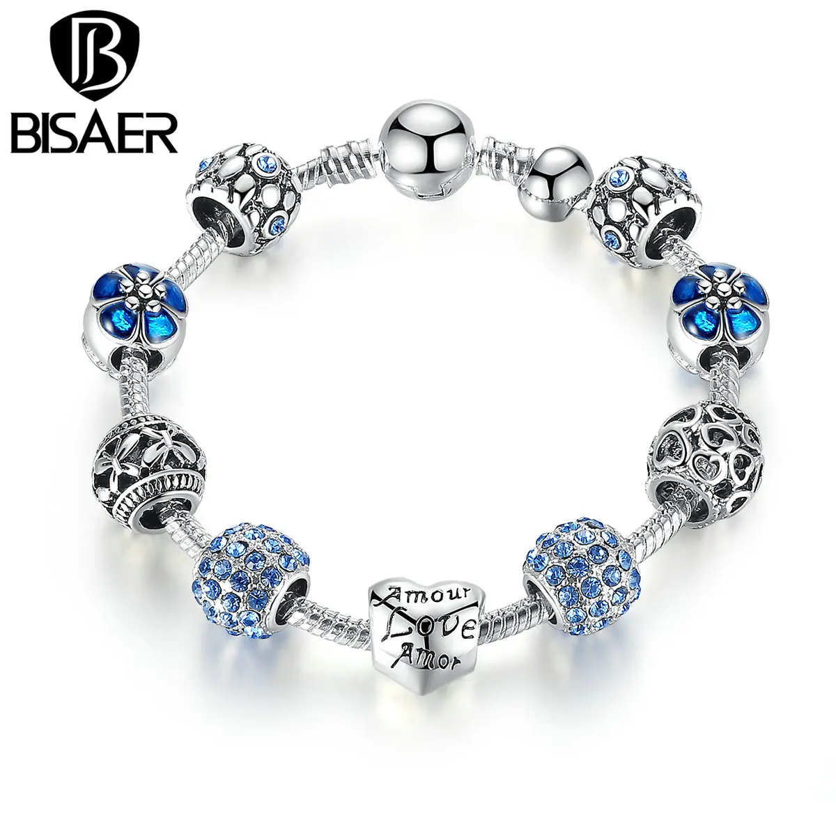 BISAER 3 Colour Silver Color Openwork Heart Blue Murano Beads Charm Bracelets & Bangles for Women Jewelry Accessories WEU1505
BISAER 3 Colour Silver Color Openwork Heart Blue Murano Beads Charm Bracelets & Bangles for Women Jewelry Accessories WEU1505