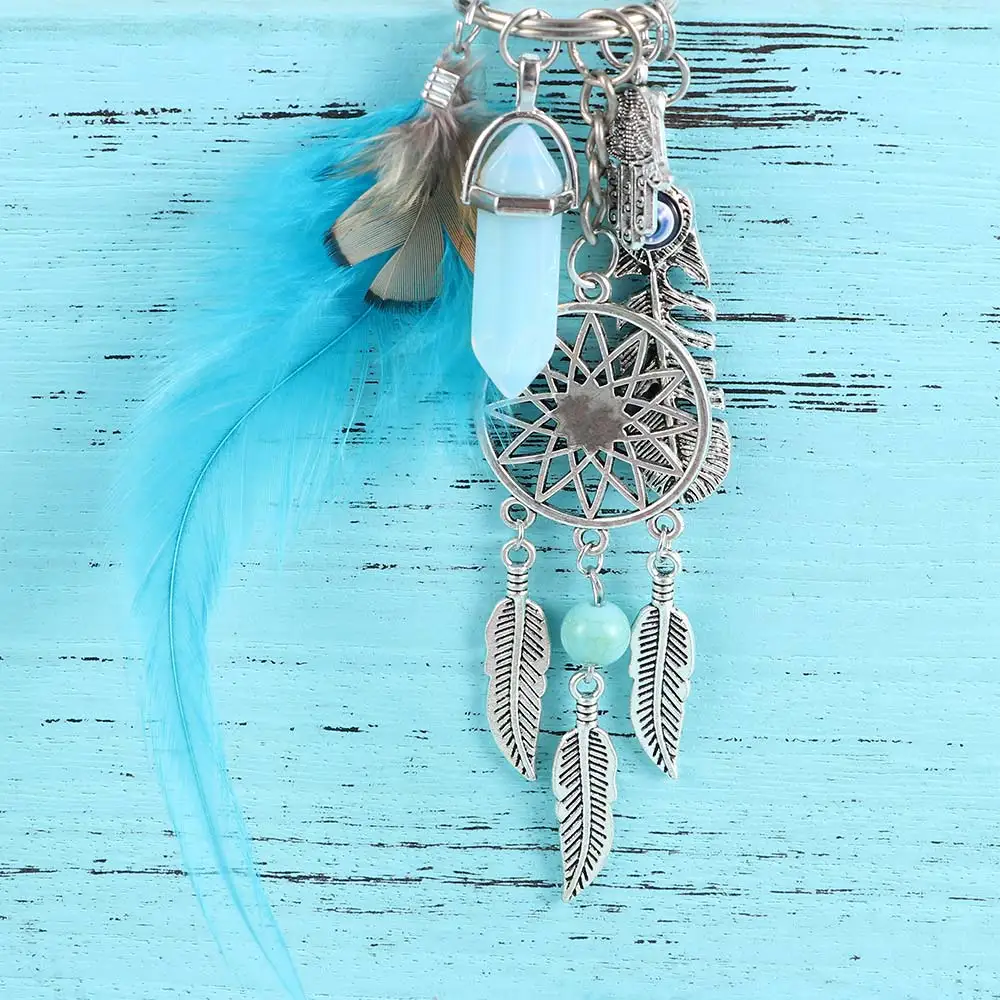 Natural Stone Keyring Charming Silver Feather Dreamcatcher Car Keychain for Women Boho Jewelry Car Interior Accessories
Natural Stone Keyring Charming Silver Feather Dreamcatcher Car Keychain for Women Boho Jewelry Car Interior Accessories