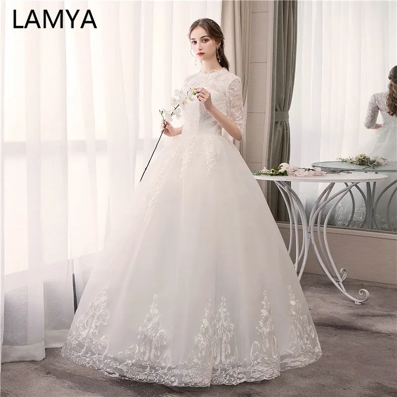 LAMYA Muslim Wedding Dresses Half Sleev 2019 Lace Appliques Bridal Gown Vintage Ball Gown vestido de noiva
LAMYA Muslim Wedding Dresses Half Sleev 2019 Lace Appliques Bridal Gown Vintage Ball Gown vestido de noiva