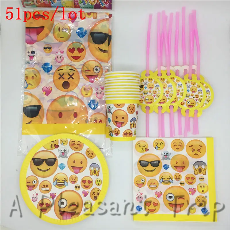 51pcs/lot emoji birthday party tablecloth baby shower tray smiling face party set birthday party accessories 10 people
51pcs/lot emoji birthday party tablecloth baby shower tray smiling face party set birthday party accessories 10 people
