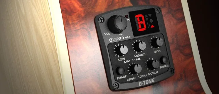 Cherub GT-4 3-Band EQ Equalizer with Chromatic Tuner Mid Frequency Control Piezo Ceramic Pickup
Cherub GT-4 3-Band EQ Equalizer with Chromatic Tuner Mid Frequency Control Piezo Ceramic Pickup