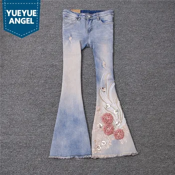 Fashion New Womens Jeans Straight Embroidery Floral Slim Fit Flare Pants Sequined Sweet Female Full Length Zipper Trousers
Fashion New Womens Jeans Straight Embroidery Floral Slim Fit Flare Pants Sequined Sweet Female Full Length Zipper Trousers