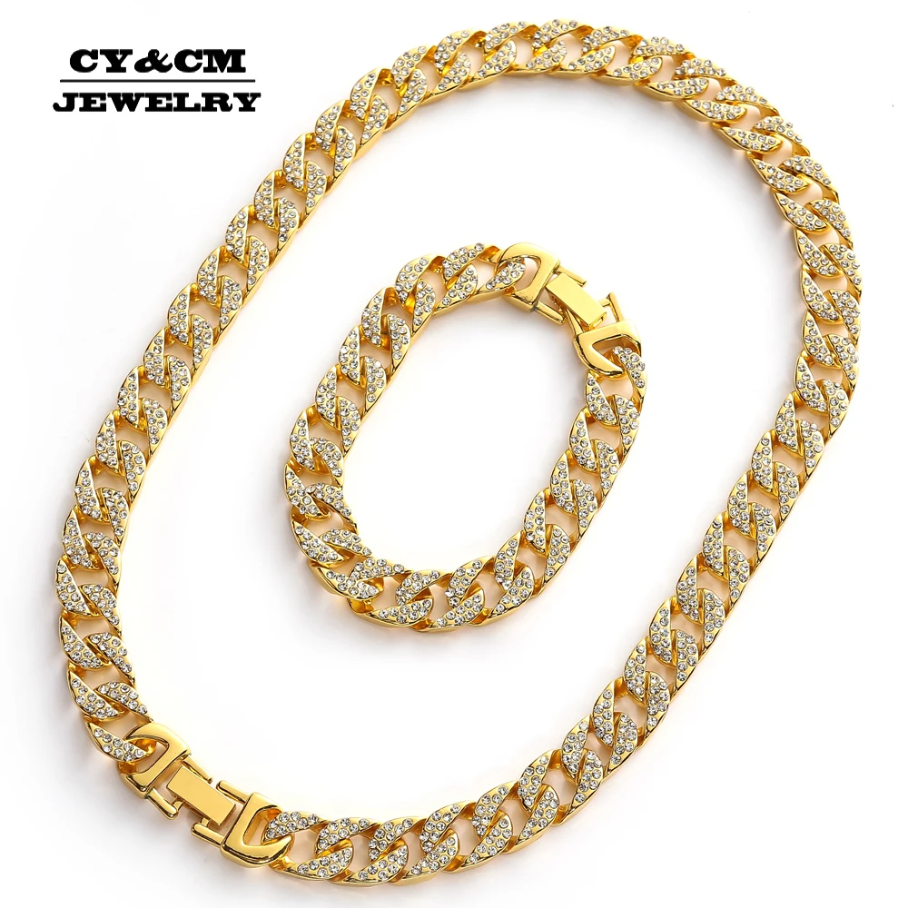13mm Heavy Iced Out Miami Cuban Link Crystal Necklace Choker Bling CZ Rhinestone Hip Hop Gold Silver for Men Chain Bracelet Set
13mm Heavy Iced Out Miami Cuban Link Crystal Necklace Choker Bling CZ Rhinestone Hip Hop Gold Silver for Men Chain Bracelet Set