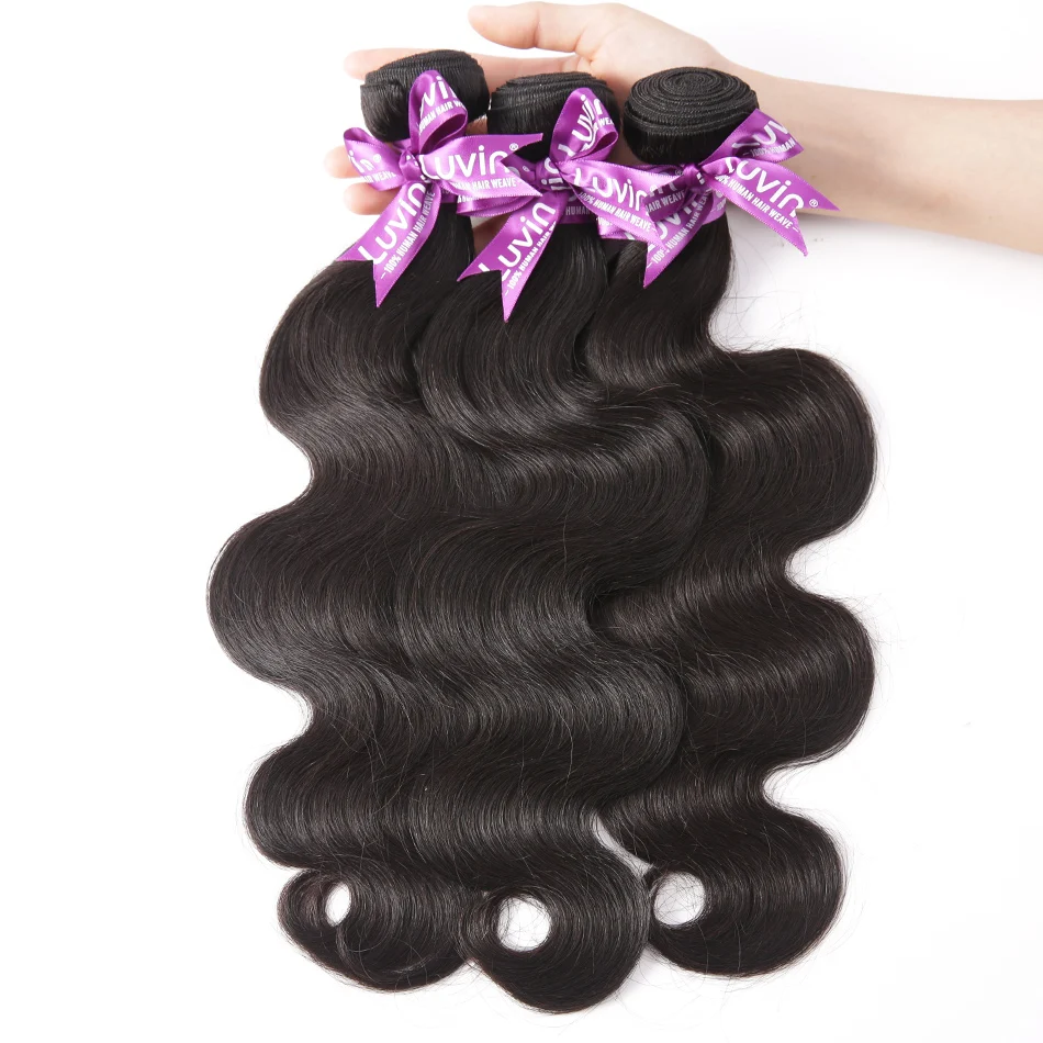 

Luvin Malaysian Body Wave Weaves 3 Bundles Deal Unprocessed 100% Human Remy Hair Extensions Straight Natural Color