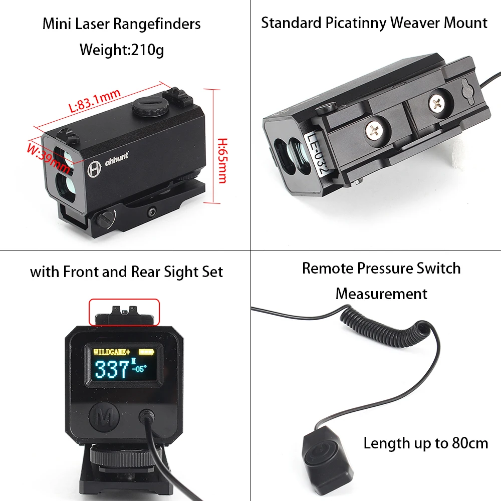 ohhunt 700 Meter Mini Laser Rangefinders Tactical Hunting Rifle Scope Sight with Picatinny Weaver Rail Mount Color OLED Display (3)