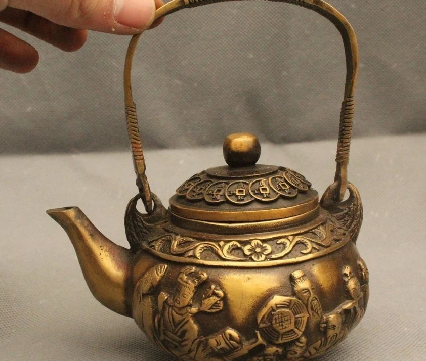 6"Chinese Folk Bronze Feng Shui Lucky eight tri-grams Money water jug Pot Kettle
6"Chinese Folk Bronze Feng Shui Lucky eight tri-grams Money water jug Pot Kettle