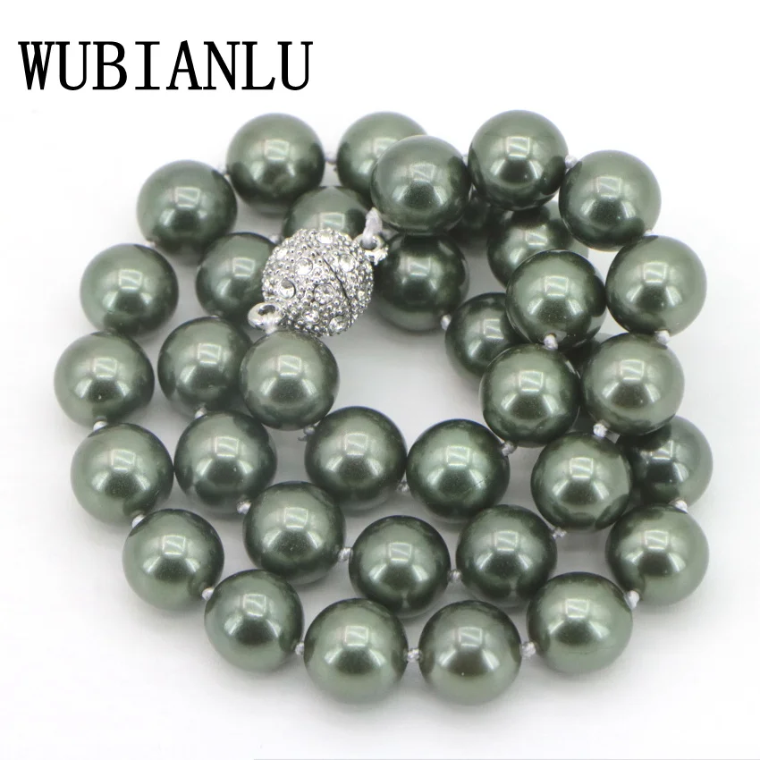 WUBIANLU New 12mm Army Green South Shell Pearl Round Beads Choker Necklace Magnet Clasp Choker Necklaces Womens Costume Jewelry
WUBIANLU New 12mm Army Green South Shell Pearl Round Beads Choker Necklace Magnet Clasp Choker Necklaces Womens Costume Jewelry
