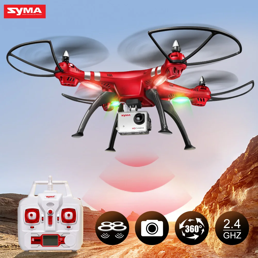

Professional UAV Syma X8HG (X8G Upgrade) 2.4G 4CH 6-Axis Gyroscope RC Helicopter Quadcopter Drone 1080P 8MP HD Camera-Red