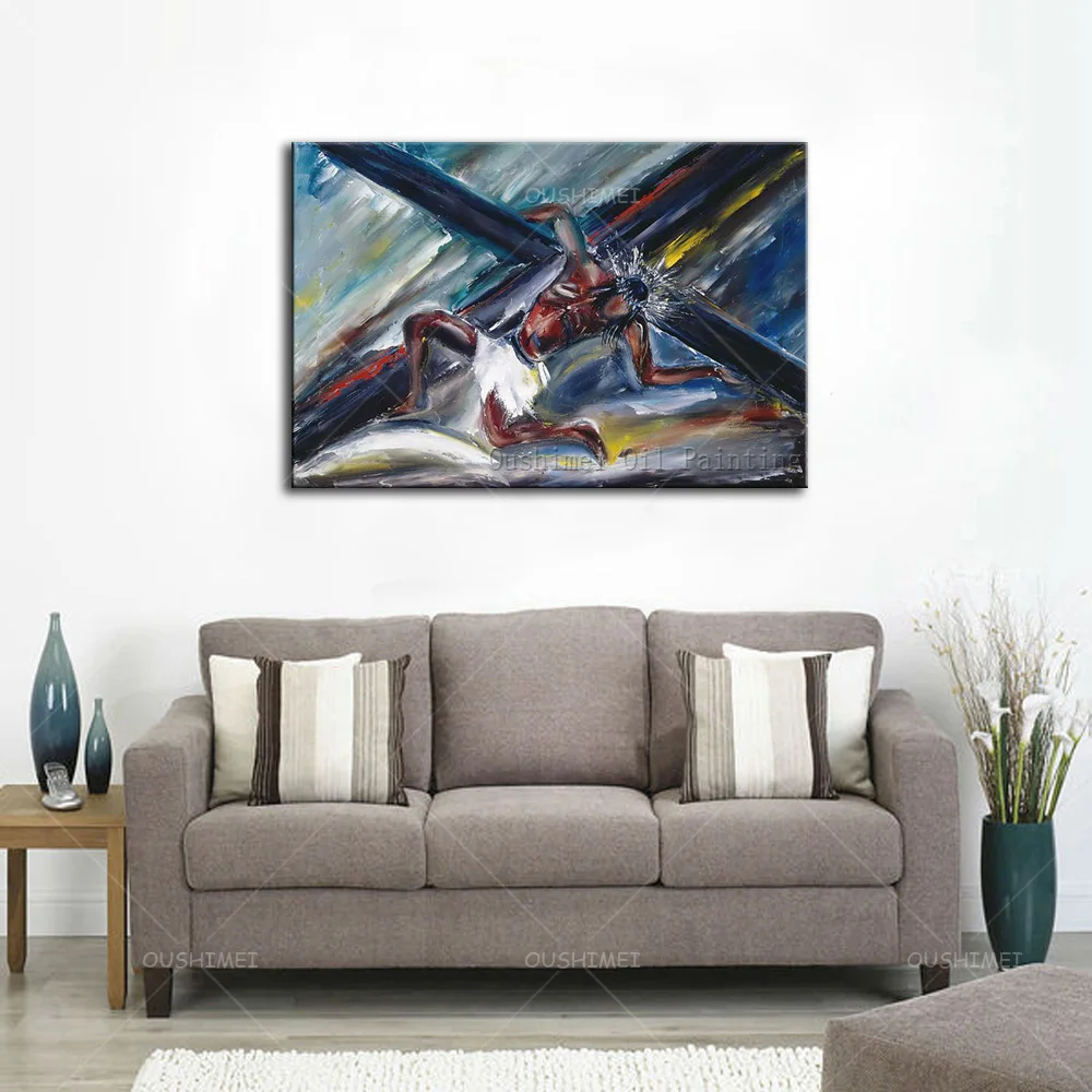 

China Superb Artist Pure Hand-painted Abstract Jesus Oil Painting On Canvas Modern Abstract Christian Canvas Painting Decorative