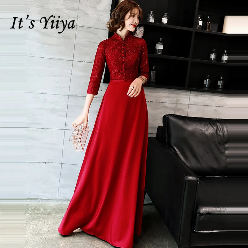 It's YiiYa Evening Dress 2019 Wine Red Long Sleeve Thickening Evening Gowns Floor-length Party Dresses LX1328 robe de soiree
It's YiiYa Evening Dress 2019 Wine Red Long Sleeve Thickening Evening Gowns Floor-length Party Dresses LX1328 robe de soiree