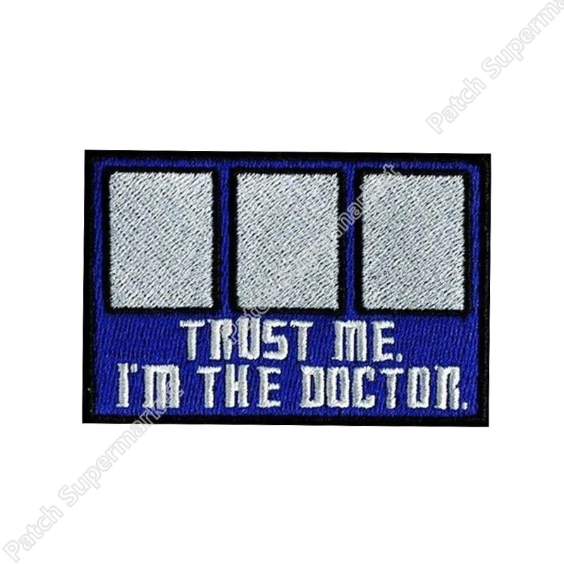 3" DOCTOR WHO TARDIS TRUST ME I'M THE DOCTOR Movie TV Show Series Costume Embroidered iron on patch Tshirt TRANSFER APPLIQUE