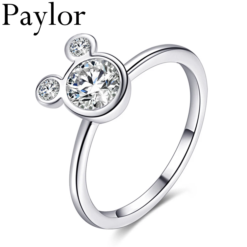 Hots Fashion Brand Rings For Women Girl CZ Cubic Zircon Engagement Mickey Shape Finger Ring Valentine's Gifts Bague | Украшения и