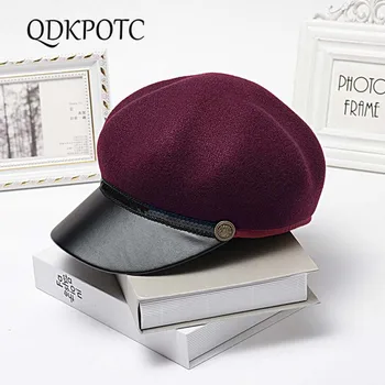 QDKPOTC 2018 New High Quality PU Leather Eaves Beret Retro Patchwork Newsboy Cap Octagonal Hat For Fashion Women Hats Unisex
QDKPOTC 2018 New High Quality PU Leather Eaves Beret Retro Patchwork Newsboy Cap Octagonal Hat For Fashion Women Hats Unisex