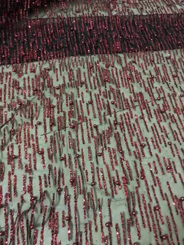 Wine red african lace fabric with beads latest high quality embroidery african french tulle guipure lace fabric glitter sequins
Wine red african lace fabric with beads latest high quality embroidery african french tulle guipure lace fabric glitter sequins