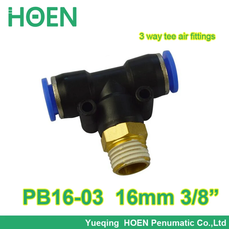 100pcs/lot 16mm thread 3/8" joint 3 way pneumatic fitting PB16-03 Push In One touch tube quick pipe tee Quick Fitting
100pcs/lot 16mm thread 3/8" joint 3 way pneumatic fitting PB16-03 Push In One touch tube quick pipe tee Quick Fitting