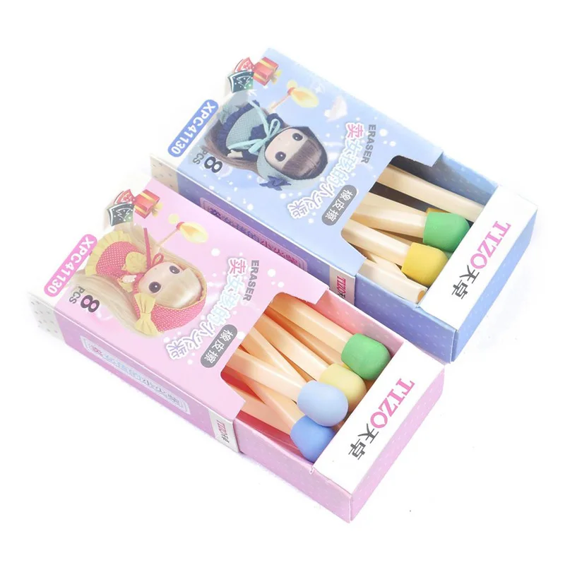 8 PCS/pack Cute Kawaii Matches Eraser Lovely Colored Eraser for Kids Students Kids Creative Item Gift
8 PCS/pack Cute Kawaii Matches Eraser Lovely Colored Eraser for Kids Students Kids Creative Item Gift