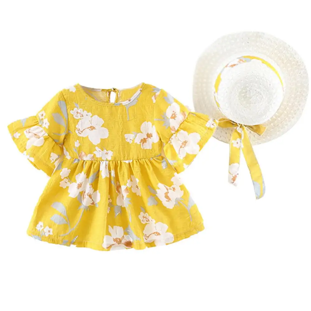 Infant Baby Dresses Girl Flare Sleeve Flower Print Princess Dress Hat Cap Outfits New Korean Version Of The Flower Dress A1
Infant Baby Dresses Girl Flare Sleeve Flower Print Princess Dress Hat Cap Outfits New Korean Version Of The Flower Dress A1