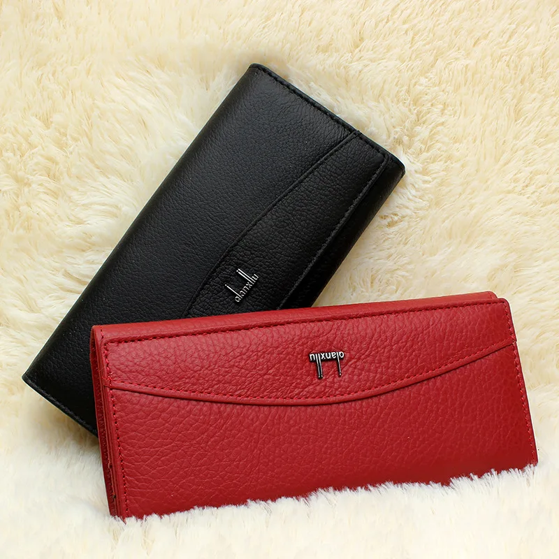 Qianxilu Brand 100% Genuine Leather Wallet for Women,High Quality Coin Purse Female