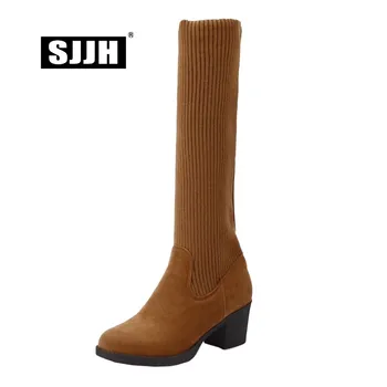 SJJH Women Long Chelsea Boots with Round Toe Chunky Patchwork Nubuck Knee-High Boots Winter Fashion Casual Shoes Large Size Q355
SJJH Women Long Chelsea Boots with Round Toe Chunky Patchwork Nubuck Knee-High Boots Winter Fashion Casual Shoes Large Size Q355