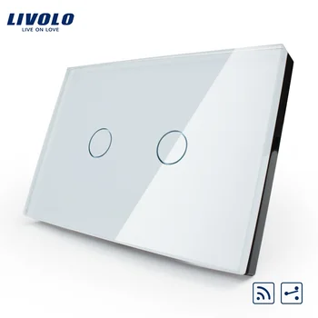 

Livolo US/AU standard 2 Gang 2 Way Wireless Remote Wall Light Switch,White Crystal Glass Panel,VL-C302SR-81,No remote controller