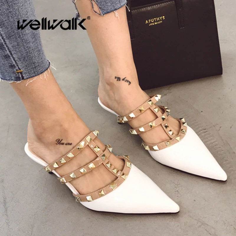 Wellwalk Brand Design Mules Shoes Women Heel Slippers Ladies Strap Rivet Slides Pointed Toe Summer Dress Slipper Mixed Colors
Wellwalk Brand Design Mules Shoes Women Heel Slippers Ladies Strap Rivet Slides Pointed Toe Summer Dress Slipper Mixed Colors