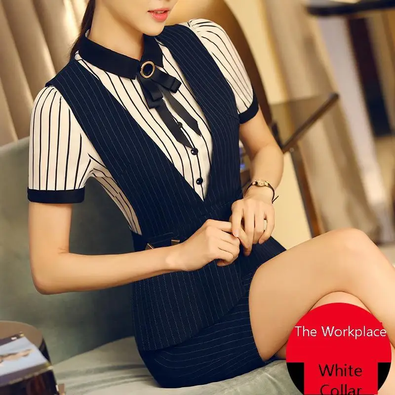 Fashion Stripe Occupation Suit-dress Suit Short Sleeve Han Ma'am Will Code Dress Three-piece Work Clothes Summer
Fashion Stripe Occupation Suit-dress Suit Short Sleeve Han Ma'am Will Code Dress Three-piece Work Clothes Summer