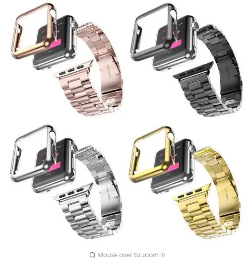 Black 38mm 42mm 3 Points Stainless Steel Strap Gold Plated Protective Case Cover Watch Bands for Apple Watch iWatch Watchband
Black 38mm 42mm 3 Points Stainless Steel Strap Gold Plated Protective Case Cover Watch Bands for Apple Watch iWatch Watchband