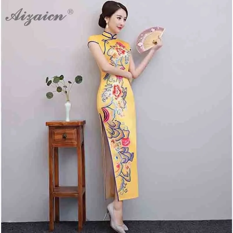 Women Yellow Vintage Gown Flower Cheongsam Dresses Chinoise Elegant Femme Slim Qi Pao Chinese Traditional Dress Qipao Robe
Women Yellow Vintage Gown Flower Cheongsam Dresses Chinoise Elegant Femme Slim Qi Pao Chinese Traditional Dress Qipao Robe