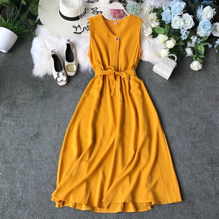 Sleeveless Dress Women Fashion Tight Waist 2019 Summer New Slimming Sweet Solid Color Elegant Vestidos F582
Sleeveless Dress Women Fashion Tight Waist 2019 Summer New Slimming Sweet Solid Color Elegant Vestidos F582