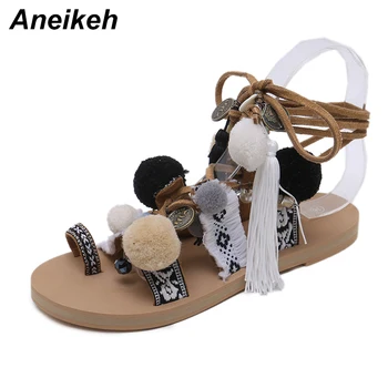 Aneikeh Bohemia Style Fringed Pompoms Lady Gladiator Fringed Sandals Shoes Cross Strap tie up Women Flats Sandals size 35-40
Aneikeh Bohemia Style Fringed Pompoms Lady Gladiator Fringed Sandals Shoes Cross Strap tie up Women Flats Sandals size 35-40