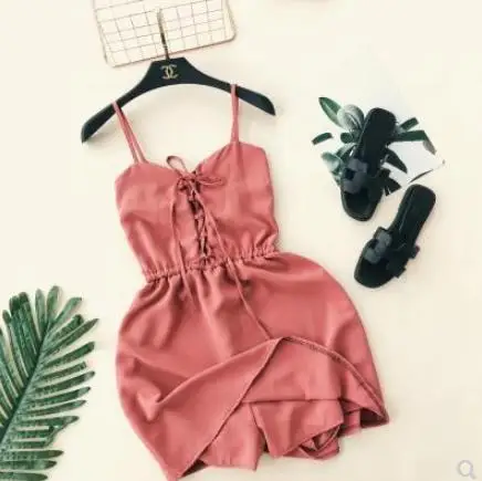 Lacing Up Sling Top Wide Leg High Waist Women's Vocation Playsuits Solid Color Adjustable Sling Ladies Casual Jumpers LJ338
Lacing Up Sling Top Wide Leg High Waist Women's Vocation Playsuits Solid Color Adjustable Sling Ladies Casual Jumpers LJ338