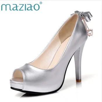 MAZIAO Shoes Women High Heels Peep Toe Platform Pumps Stiletto Heels Bow Wedding Femme Shoes Slip On Pumps Silver Chaussures
MAZIAO Shoes Women High Heels Peep Toe Platform Pumps Stiletto Heels Bow Wedding Femme Shoes Slip On Pumps Silver Chaussures