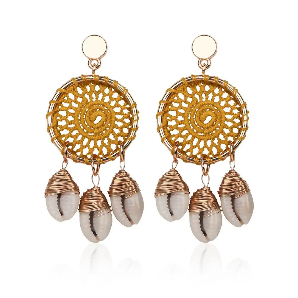 Fashion Boho Handmade Big Circle Dream Catcher Shell Conch Long Dangle Stud Earrings
Fashion Boho Handmade Big Circle Dream Catcher Shell Conch Long Dangle Stud Earrings