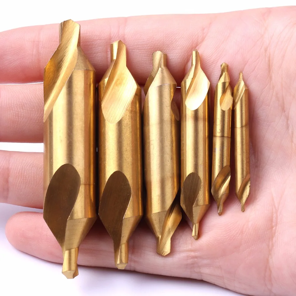 6pcs HSS Titanium Type A Center Drill Bits Standard 60 Degree Angle Countersink Drill Bit with Double End 1/2/3/4/5/6mm
6pcs HSS Titanium Type A Center Drill Bits Standard 60 Degree Angle Countersink Drill Bit with Double End 1/2/3/4/5/6mm